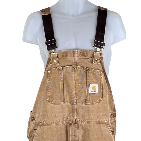 Carhartt 40x30 Canvas Duck Bib Overalls Insulated Double Knee Workwear USA Made - Picture 5 of 16